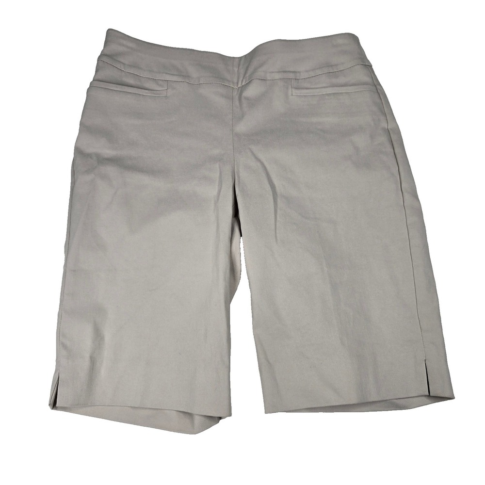 Chicos So Slimming Brigitte Slim Shorts 10 Inch Smokey Taupe 000R US 0R NEW